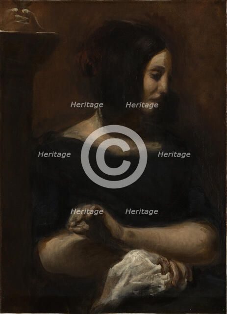 George Sand, 1838. Creator: Delacroix, Eugène (1798-1863).