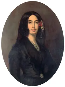 George Sand French novelist and early feminist, c1845. Artist: Auguste Charpentier