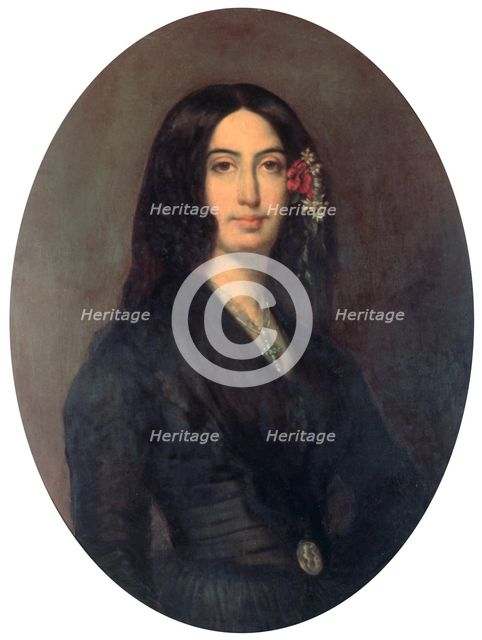 'George Sand', French novelist and early feminist, c1845. Artist: Auguste Charpentier