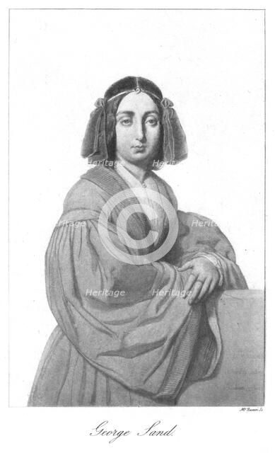 George Sand, French Romantic novelist, mid 19th century. Artist: Anon