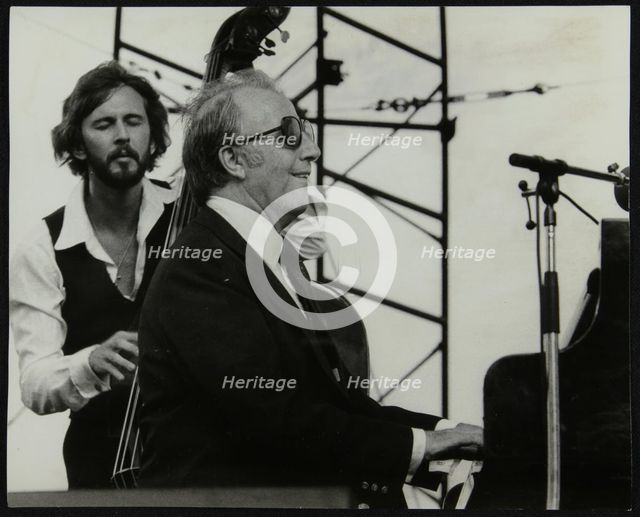 George Shearing and Brian Torff on stage at the Capital Radio Jazz Festival, Alexandra Palace, Londo Creator: Denis Williams.