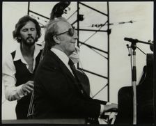 George Shearing and Brian Torff on stage at the Capital Radio Jazz Festival, Alexandra Palace, Londo Creator: Denis Williams
