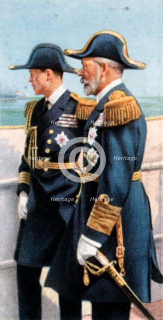 George V and the Prince of Wales reviewing the Fleet, July 26th, 1924, (c1935). Artist: Unknown