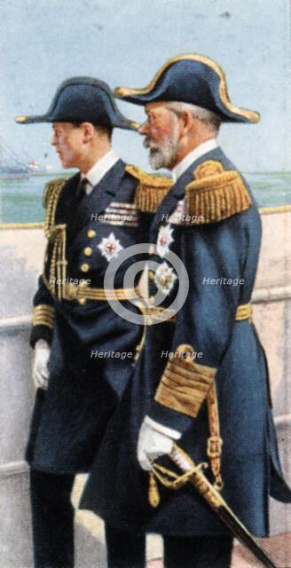 George V and the Prince of Wales reviewing the Fleet, July 26th, 1924, (c1935). Artist: Unknown