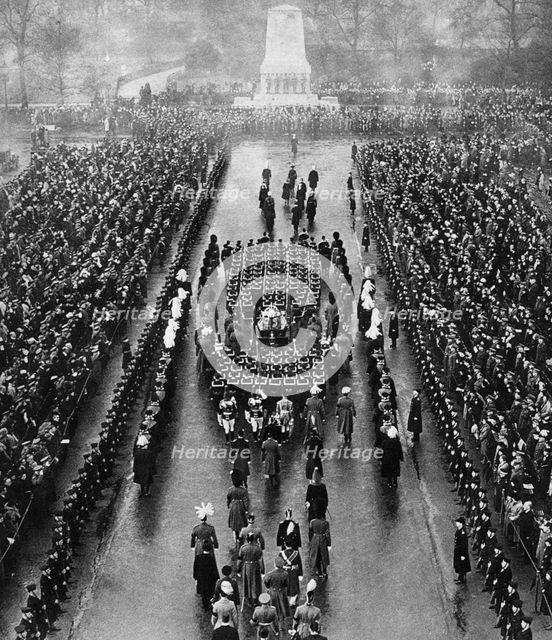 George V's funeral cortege on the Horse Guards' Parade, London, 28 January 1936. Artist: Unknown