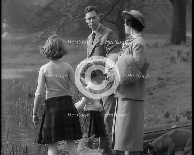 George VI, His Majesty The King, Elizabeth, Her Majesty The Queen, and the Princesses..., 1936. Creator: British Pathe Ltd.