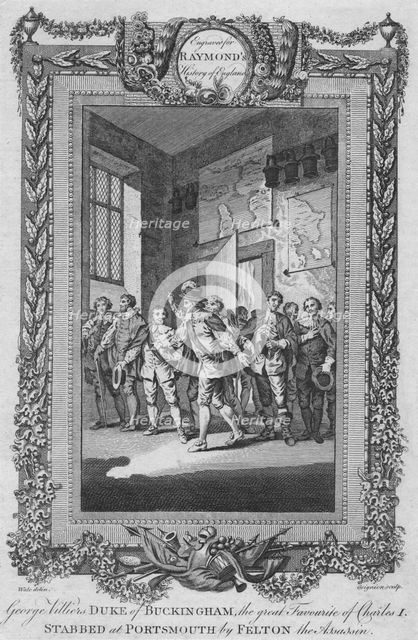 'George Villiers, Duke of Buckingham, the great Favourite of Charles I, stabbed', c1787. Artist: Unknown.