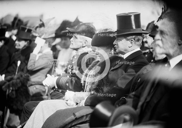 George Von L. Meyer with Mrs. Taft; Soldiers And Sailors Monument At Annapolis, 1911. Creator: Harris & Ewing.