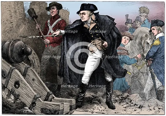 George Washington at the siege of Yorktown, Virginia, 1781 (c1880). Artist: Unknown.