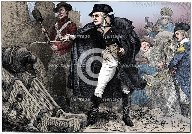 George Washington at the siege of Yorktown, Virginia, 1781 (c1880). Artist: Unknown.