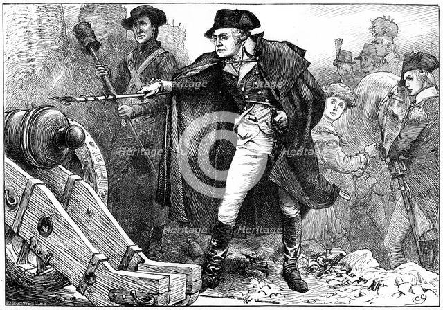 George Washington at the siege of Yorktown, Virginia, 1781 (c1880). Artist: Unknown