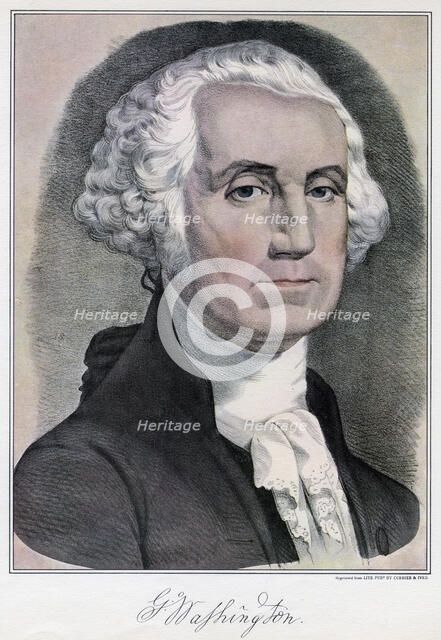 George Washington, first president of the United States, 19th century.Artist: Currier and Ives
