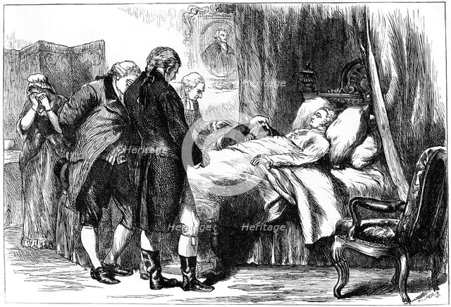 George Washington on his deathbed, Mount Vernon, Virginia, USA, 1799 (c1880). Artist: Unknown