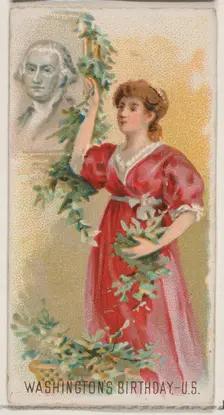 George Washington's Birthday, United States, from the Holidays series (N80) for Duke brand..., 1890. Creator: George S. Harris & Sons