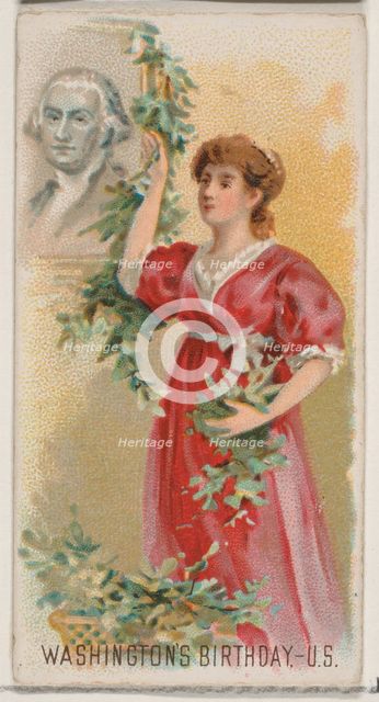 George Washington's Birthday, United States, from the Holidays series (N80) for Duke brand..., 1890. Creator: George S. Harris & Sons.