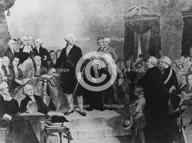 George Washington's inauguration as President, 1789.  Creator: Tompkins H Matteson.
