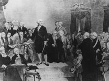 George Washington's inauguration as President, 1789. Creator: Tompkins H Matteson
