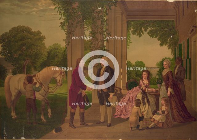 George Washington welcoming Marquis de Lafayette to his home at Mount Vernon, ca 1873-1875.