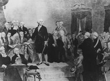 George Washington's inauguration as President, 1789. Artist: Tompkins H Matteson