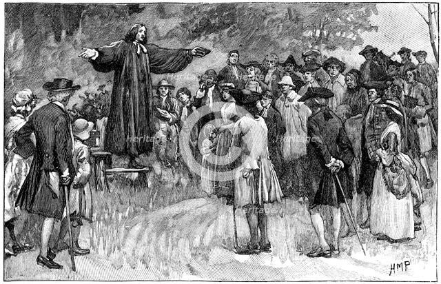 George Whitefield preaching in the open air, (c1750) c1870. Artist: Unknown