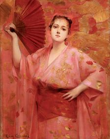 Georges Achille-Fould in Japanese dress, ca 1885. Creator: Comerre, Léon-François (1850-1916)