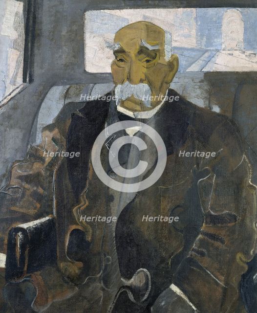 Georges Clemenceau (1841-1929), seated in a car going down the Champs-Élysées, c1920. Creator: Unknown.