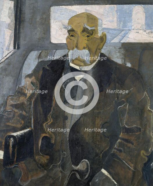 Georges Clemenceau (1841-1929), seated in a car going down the Champs-Élysées, c1920. Creator: Unknown.