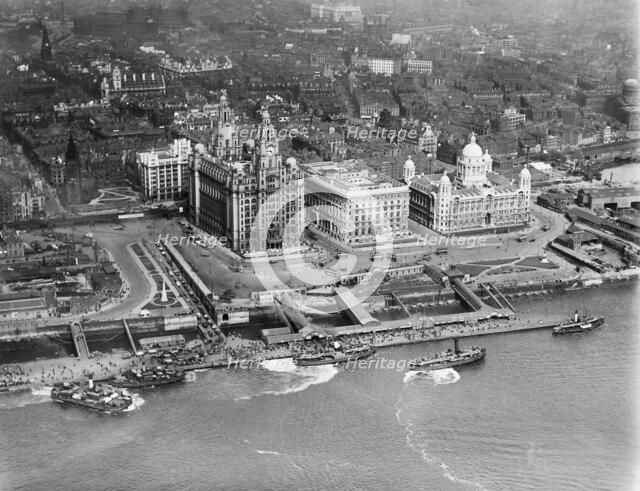 George's Landing Stage and the Three Graces, Liverpool, Merseyside, 1920. Artist: Aerofilms.