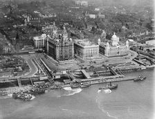 George's Landing Stage and the Three Graces, Liverpool, Merseyside, 1920. Artist: Aerofilms