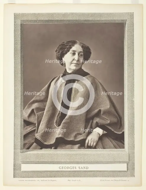 Georges Sand (born Amantine Lucile Aurore Dupin, French novelist, 1804-1876), 1864. Creator: Nadar.