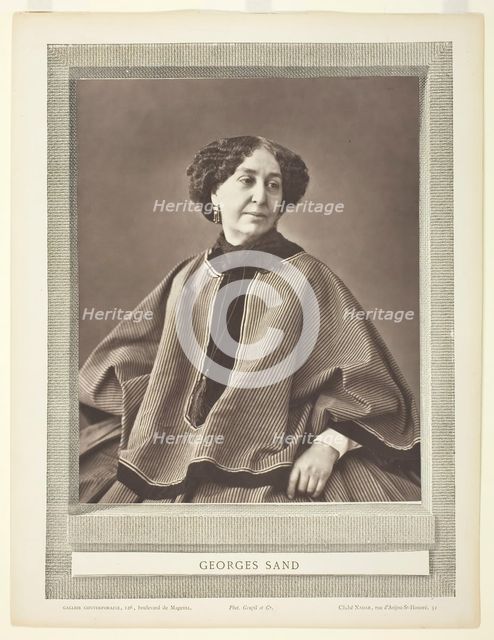 Georges Sand (born Amantine Lucile Aurore Dupin, French novelist, 1804-1876), 1864. Creator: Nadar.