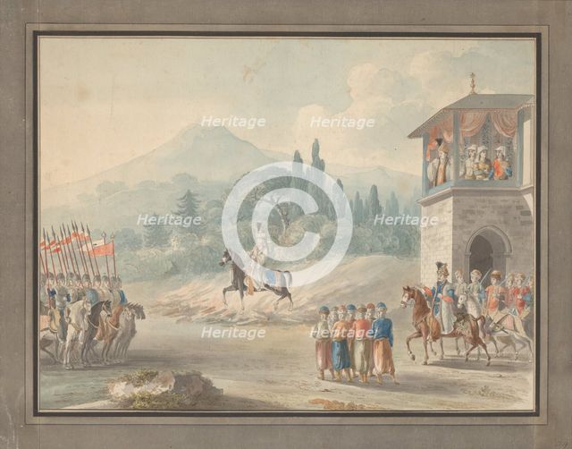 Georgian cavalry review, c. 1780. Artist: Anonymous  