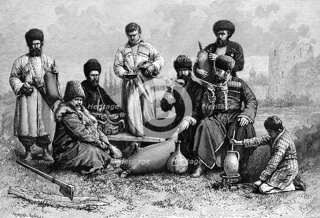 Georgian men, 1895.Artist: Armand Kohl
