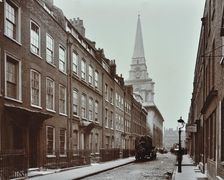 Georgian terraced houses and Christ Church, Spitalfields, Stepney, London, 1909