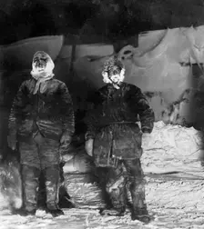 Georgii Iakovlevich Sedov and Iugan, a Sailor; return to the Ship After a Ten-Day Excursion, 1912. Creator: Mikhail Alekseevich Pavlov