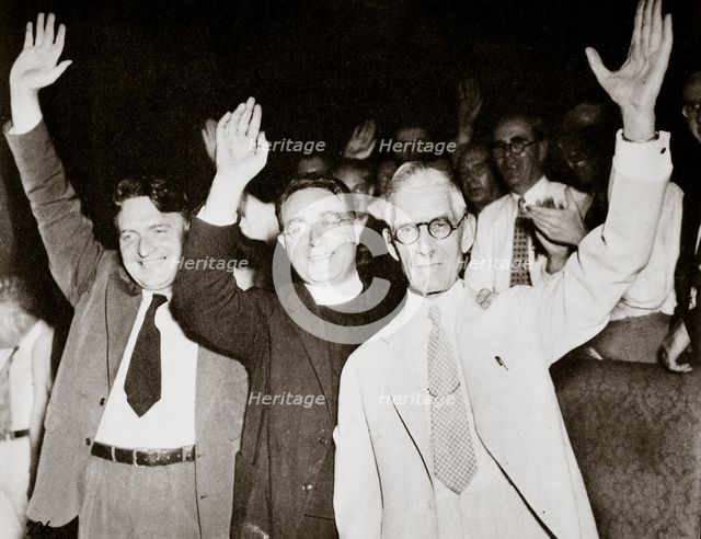Gerald LK Smith with Dr Francis E Townsend flanking Father Charles Coughlin, 1936. Creator: Unknown.
