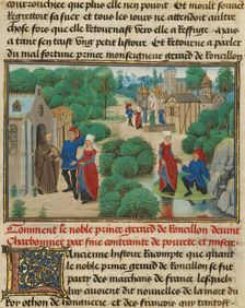Gerard and Bertha Find Sustenance at a Hermitage, written 1463-1465; illuminated 1467-1472. Creators: Loyset Liedet, Pol Fruit
