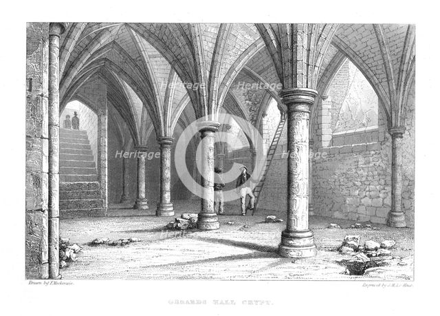 Gerard's Hall Crypt, Basing Lane, London, before its demolition in 1852 (1886).  Creator: John Henry Le Keux.