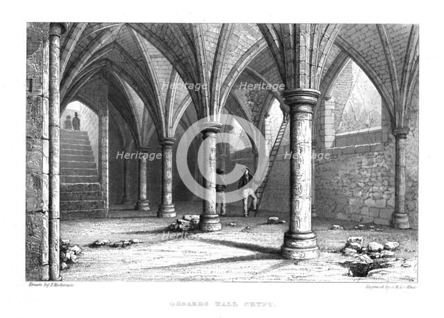 Gerard's Hall Crypt, Basing Lane, London, before its demolition in 1852 (1886).  Creator: John Henry Le Keux.