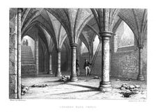 Gerard's Hall Crypt, Basing Lane, London, before its demolition in 1852 (1886). Creator: John Henry Le Keux