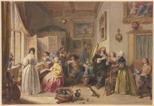 Gerhard Terborg visiting his niece, 1839. Creator: Jean-Baptiste Madou