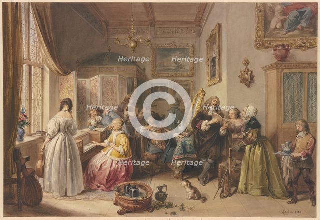 Gerhard Terborg visiting his niece, 1839. Creator: Jean-Baptiste Madou.