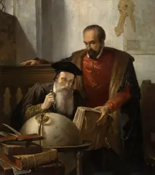 Gerhard Mercator and Abraham Ortelius, 1870. Creator: Joseph Bellemans