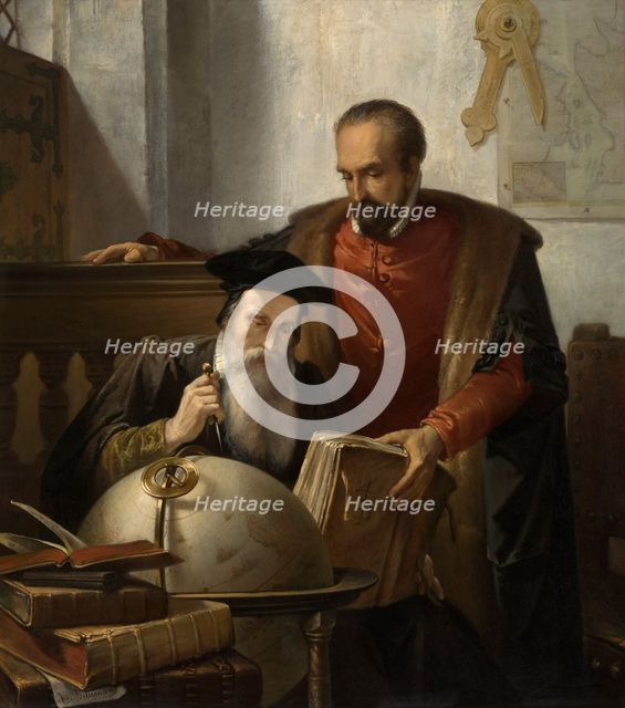 Gerhard Mercator and Abraham Ortelius, 1870. Creator: Joseph Bellemans.