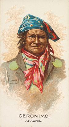 Geronimo, Apache, from the American Indian Chiefs series (N2) for Allen & Ginter Cigarette..., 1888. Creator: Allen & Ginter