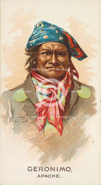 Geronimo, Apache, from the American Indian Chiefs series (N2) for Allen & Ginter Cigarette..., 1888. Creator: Allen & Ginter.