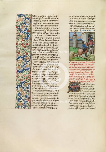 Geronnet de Maudurant Returning to Montferrant, c1380s; Chroniques (Book Three), about 1480-1483. Creator: Unknown.