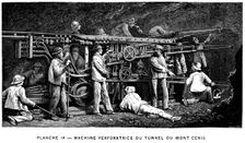 Germain Sommeiller's compressed air rock drill used in excavation of the Mont Cenis Tunnel, 1874