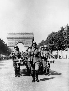 German military parade along the Champs Elysees during the occupation, Paris, 1940-1944