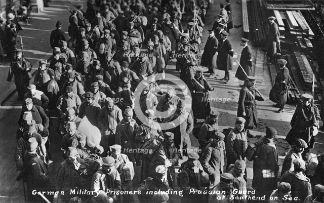 German military prisoners including Prussian guards at Southend on sea, c1914-1915. Artist: Unknown